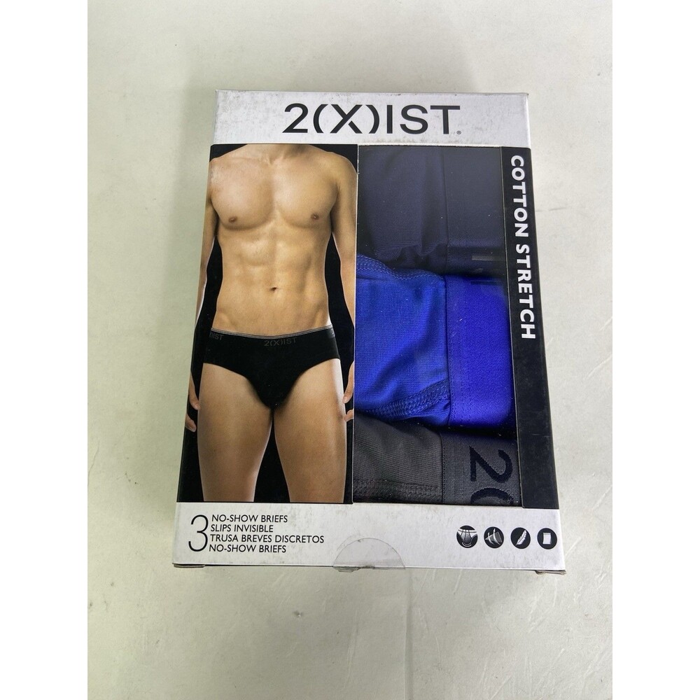 2xist Cotton Stretch 3 Pack No Show Low Rise Briefs Underwear Mens Size L